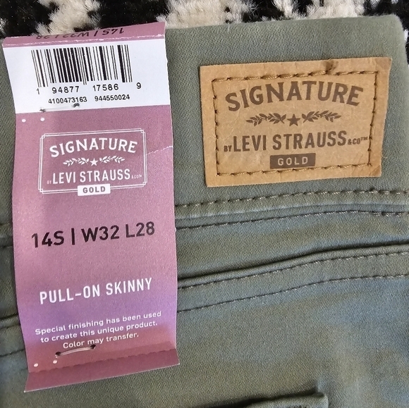 Levi Strauss Signature Hold Pull On Skinny Pants Jeans Olive Green 14S | 32x28 - Picture 9 of 10
